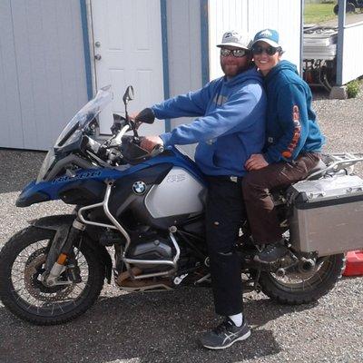 Jeremy and Abby - dropped by for a day rental.  Took the shot after all their gear had come off.  Helmets required!