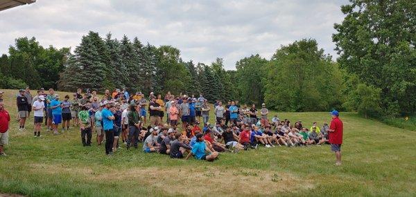 Tournament meeting on the hill.