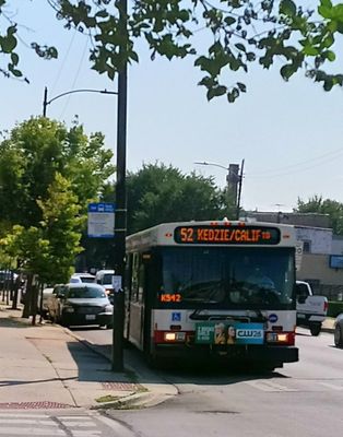 #52 CTA Bus northbound on Kedzie Avenue at 54th Street