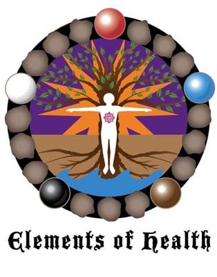 Hilary's Elements of Health Logo utilizing all elements of the energy of matter, druid energy, most importantly, the heart opening & healing