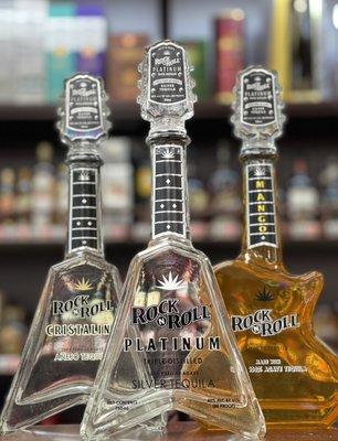 Rock N Roll tequila. Very smooth 100% blue agave tequila in a unique bottle of a guitar!