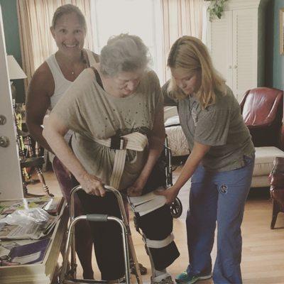 Physical and Occupational Therapy plus Helen's sheer will made a solo shower after stroke a possibility.