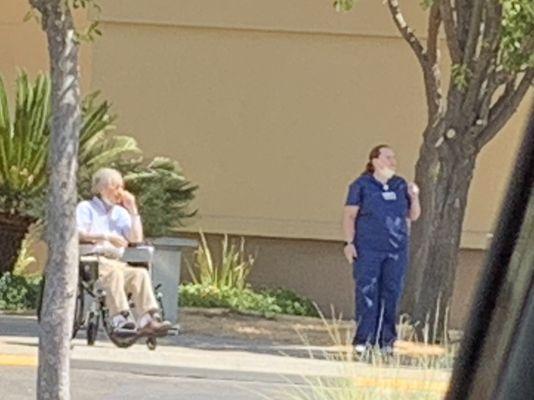 Waiting in shade, leaving patient in sun.