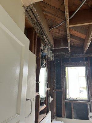 Obvious black mold and drywall damage