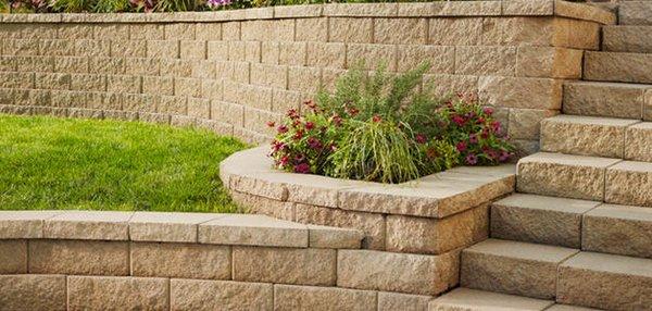 Retaining wall with steps.