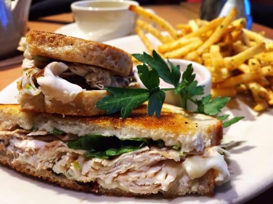 Roasted chicken and goat cheese panini - $11.50