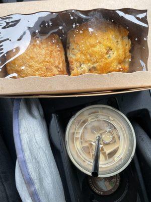 Iced honey lavender latte + Rosemary Scones