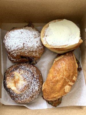 Cheese Danish, Cinnamon Roll, Savory Turnover & Blueberry Croissant