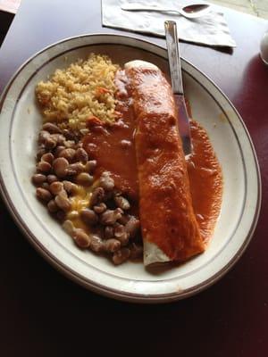 The skinniest burrito ever. Chile Colorado.