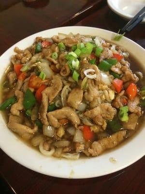 Chef special noodles with spicy pork