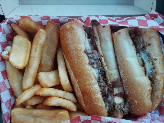 Cheesesteak and fries