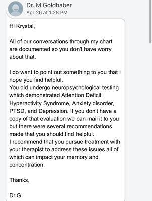 She blamed everything on my mental health (despite my diagnosis, symptoms and imaging). My therapist told me to advocate for myself