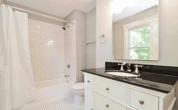 Freshly painted and tiled bathroom