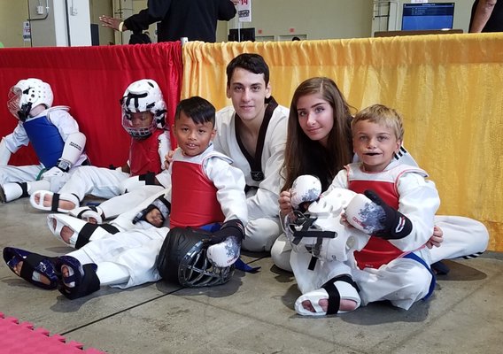 Dillon and Jeremiah waiting for their sparring division to begin