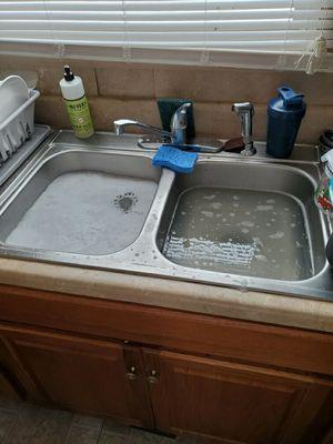 The sink was not draining at all while doing dishes. It didn't drain and when it did, it backed the tub up.