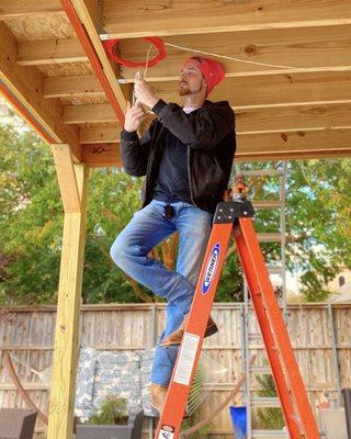 Back patio speaker installation