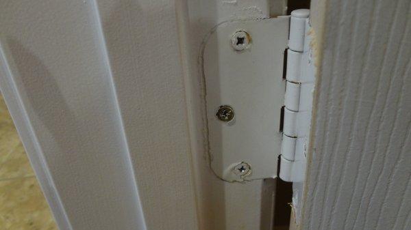 Hinge fits perfectly before.  This is how it looks after, added fillers covering up the gap.  Is it really invisible?