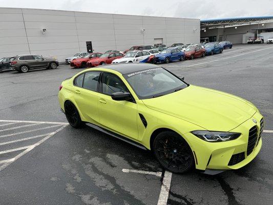 The instructor takes you out for a lap in an M3 Competition. Drifting is involved :).