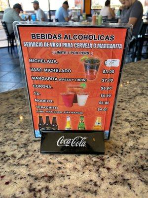 Drink Menu (Table)