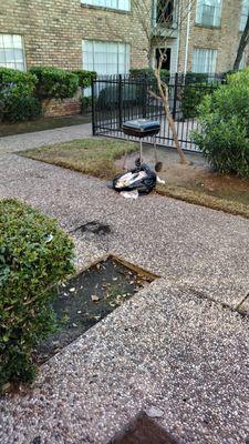 Trash outside of a residents apartment