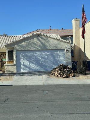 Wood delivered and placed on the right side of the driveway as requested.