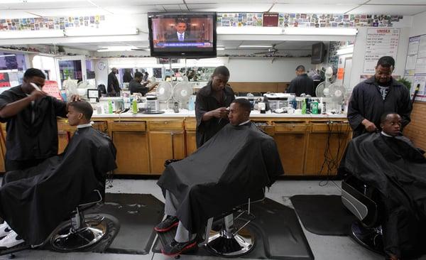 Barbers (left to right): Anthony, Darrell and Rush.