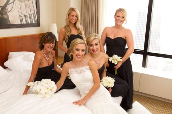 beautiful bride and her ladies