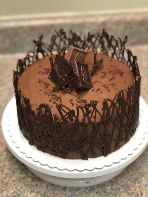 Chocolate cake with chocolate ganache and buttercream