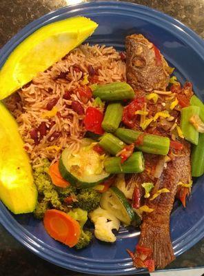 Red Snapper, Rice and Peas with veggies