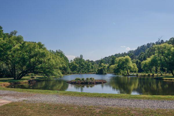 This looks out toward the vineyard from the main building.