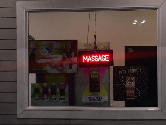 Neon sign for massages