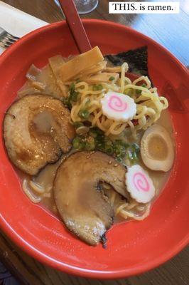 NOT FROM KYOTO -- pork ramen from another place. Do you see the difference??? Especially in the broth.