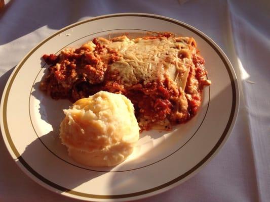 Vegetarian Lasagna with cheesy mashed potatoes