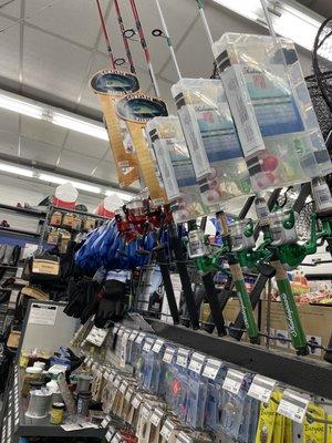 Lots of fishing gear here, hooks, lines and sinkers...