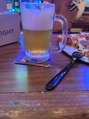 Cold beer and pizza