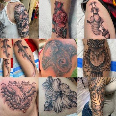 Tattoos done by artist sabastian