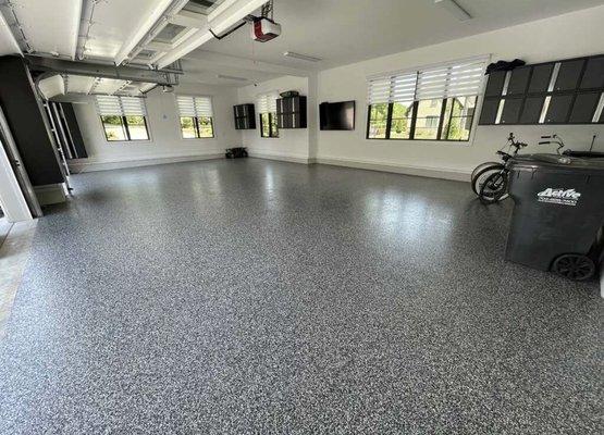 Standard Granite Garage Floor flake installation