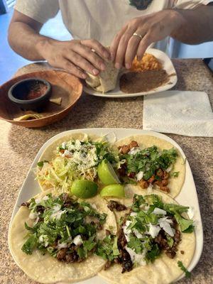 I got the carne asada, fish, and chicken taco.