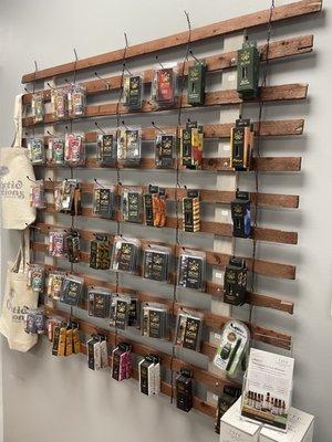 Our wall of carts from companies that include 3CHI, Juicy, enjoy and others.