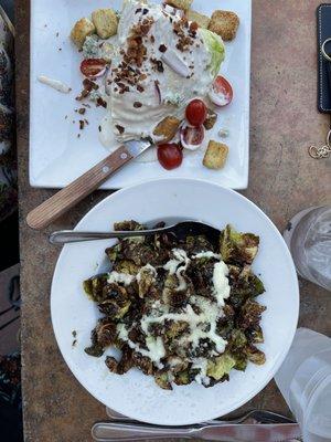 The wedge salad and fried Brussels - yum!