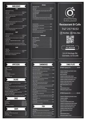 MENU for delivery/takeout