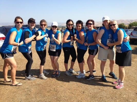 The forMUDables before their Mud Run at the Ranch Romp in Hollister wearing t-shirts made by California Sport Design!