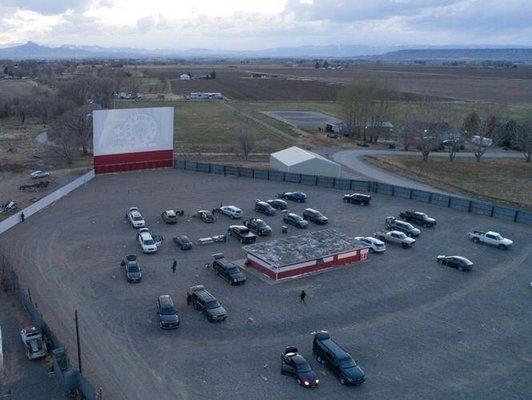 Aerial view of the drive-in