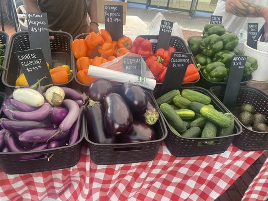 Eggplants, peppers, cucumbers & avocados