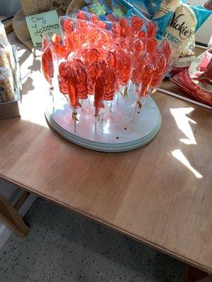 Lobster lollipops (one of the fun gifts!)