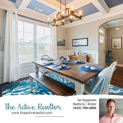 I am a huge fan of coffered ceilings! I love this #stunning dining room, as well as the color use in this space! #theactiverealtor