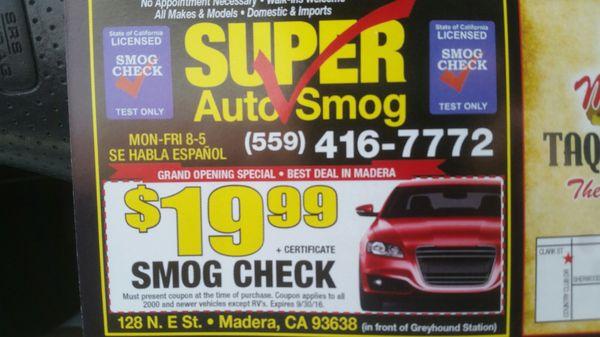 Fastest smog test ever, great deal too..