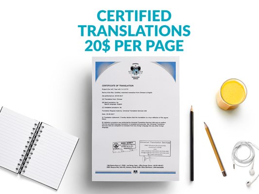 Certified Translations 20$ per page