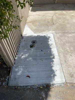 Nice clean concrete fix in the corner of our property by JWhite after a sewer replacement.