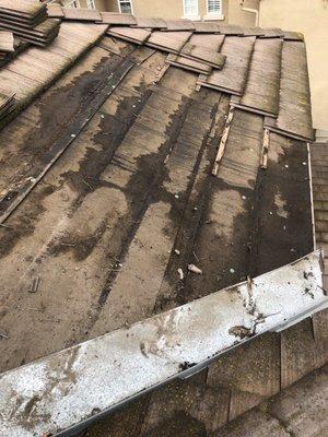 Examples of tile roof leaks from different roofs